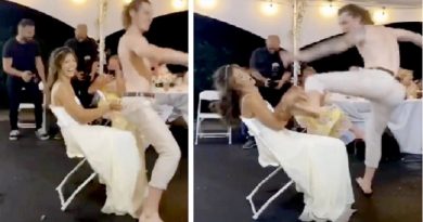 Shirtless Groom Accidentall